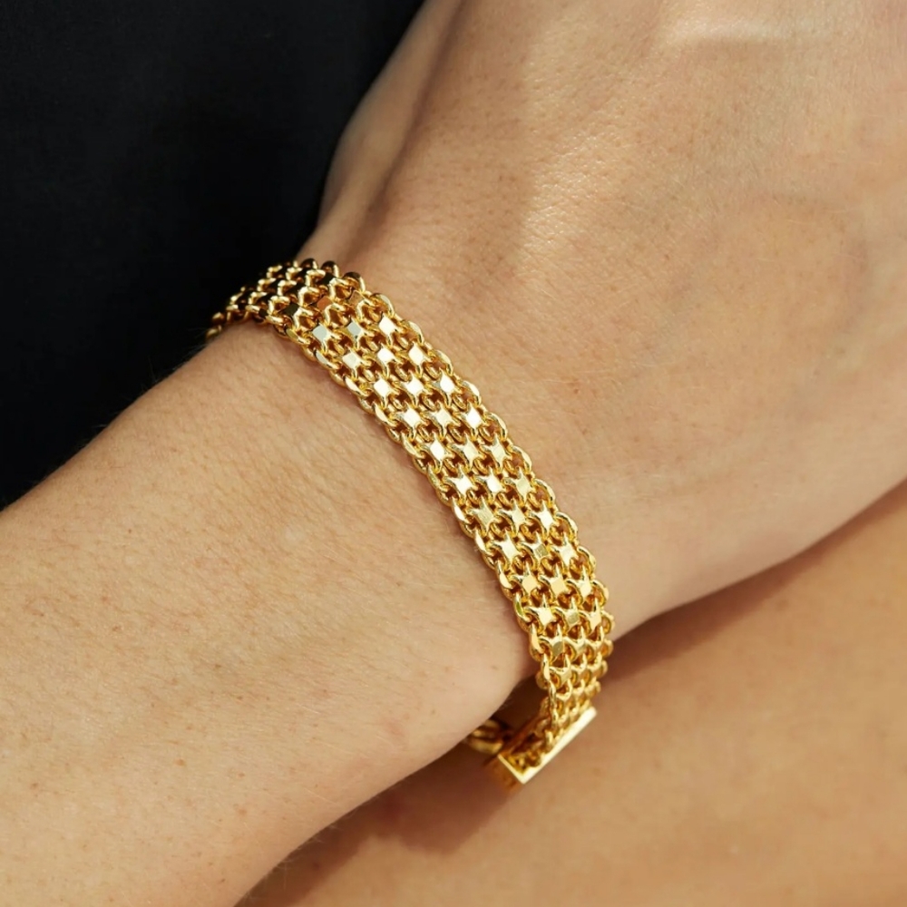Savvy Cie 18k Yellow Gold Plated Mesh Bracelet